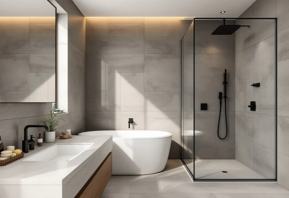 Taş dokulu banyo