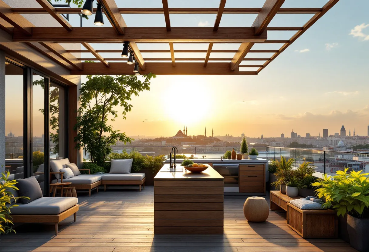 Pergolalı teras mutfağı